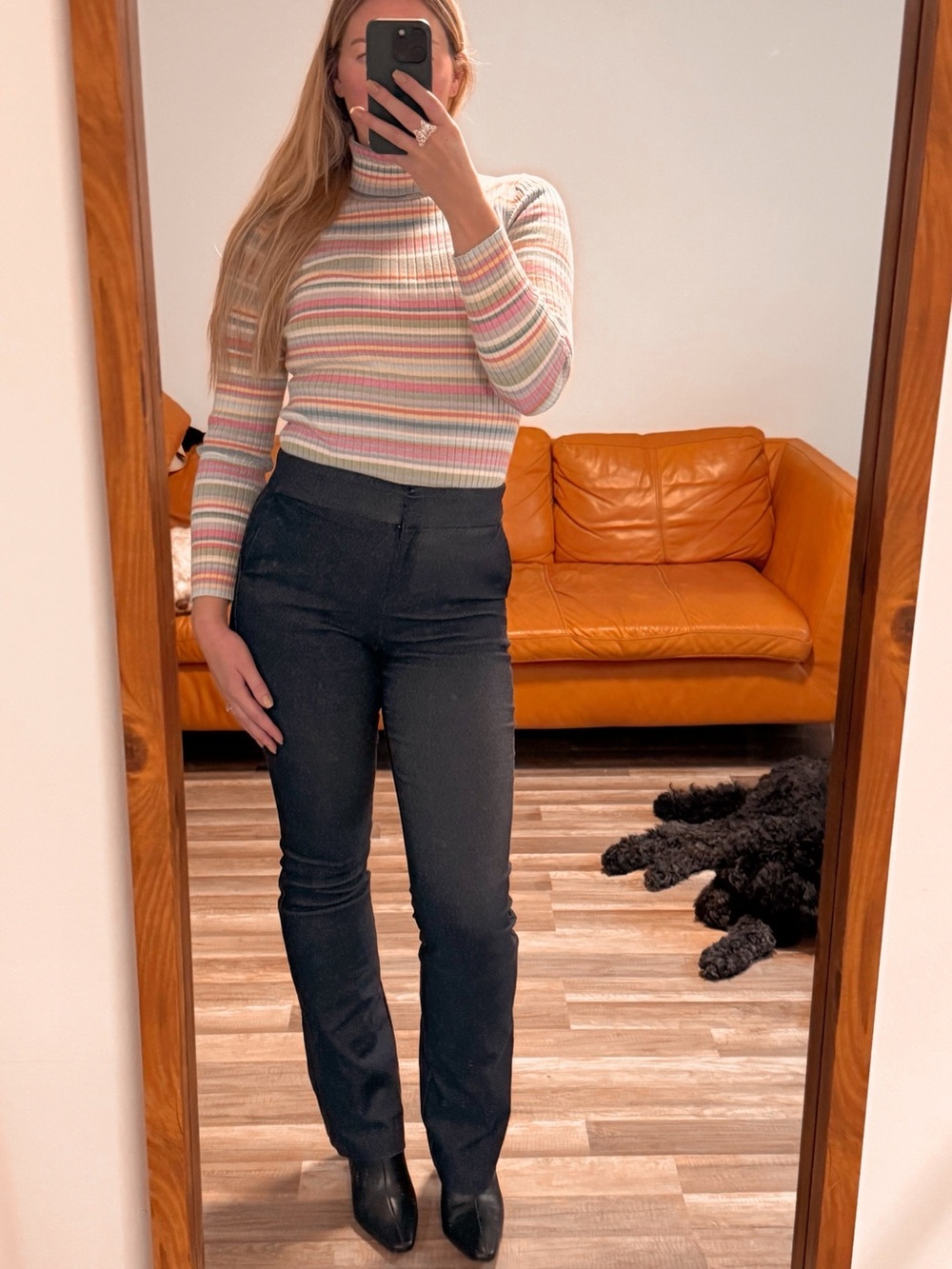Vintage Striped Turtleneck Sweater- 100% Cotton
